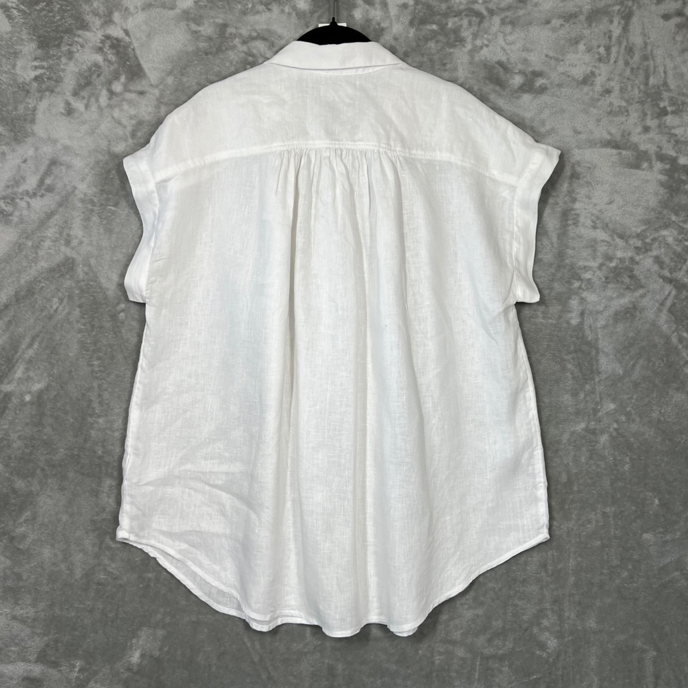 Artisan NY 100% Linen Short Sleeve Shirt Women's M White Beach Lagenlook Capsule - Picture 3 of 9